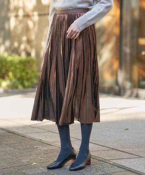 DRESSTERIOR（ドレステリア）の「【洗える/ストレッチ性/オンオフ】箔プリントプリーツスカート（スカート・レディース・ゴールド/ブラウン系/ネイビー・40/38/36/34）」の20枚目の写真