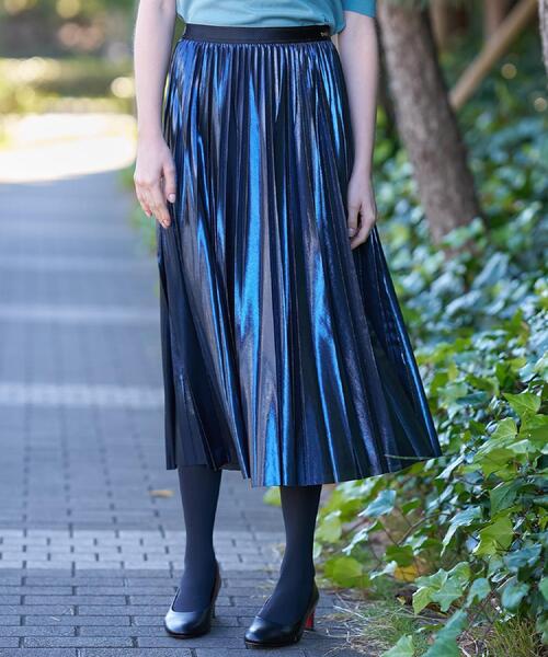 DRESSTERIOR（ドレステリア）の「【洗える/ストレッチ性/オンオフ】箔プリントプリーツスカート（スカート・レディース・ゴールド/ブラウン系/ネイビー・40/38/36/34）」の9枚目の写真