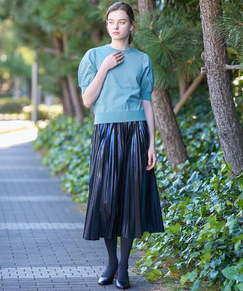 DRESSTERIOR（ドレステリア）の「【洗える/ストレッチ性/オンオフ】箔プリントプリーツスカート（スカート・レディース・ゴールド/ブラウン系/ネイビー・40/38/36/34）」の10枚目の写真