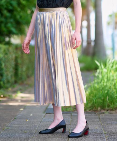 DRESSTERIOR（ドレステリア）の「【洗える/ストレッチ性/オンオフ】箔プリントプリーツスカート（スカート・レディース・ゴールド/ブラウン系/ネイビー・40/38/36/34）」の11枚目の写真