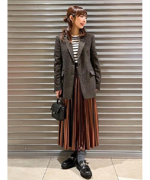 DRESSTERIOR（ドレステリア）の「【洗える/ストレッチ性/オンオフ】箔プリントプリーツスカート（スカート・レディース・ゴールド/ブラウン系/ネイビー・40/38/36/34）」の13枚目の写真