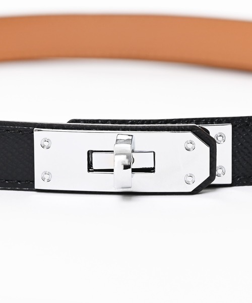 Narcissus（ナルシス）の「バックルスライドベルト　スライド調整　細ベルト（ベルト・レディース・ブラック・FREE）」の3枚目の写真