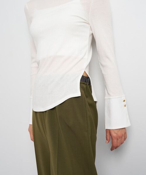 LANVIN en Bleu(ランバンオンブルー)の「カシミヤシルクカフスコンビカットソー(Tシャツ/カットソー・レディース・ブラック/オフホワイト・38)」の10枚目の写真