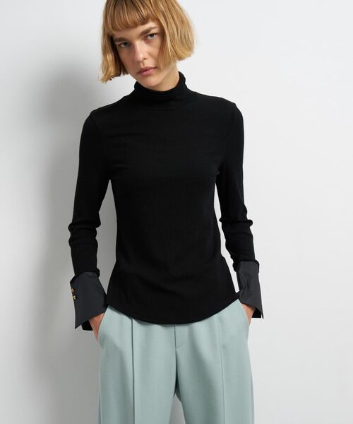 LANVIN en Bleu(ランバンオンブルー)の「カシミヤシルクカフスコンビカットソー(Tシャツ/カットソー・レディース・ブラック/オフホワイト・38)」の14枚目の写真