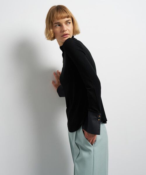 LANVIN en Bleu(ランバンオンブルー)の「カシミヤシルクカフスコンビカットソー(Tシャツ/カットソー・レディース・ブラック/オフホワイト・38)」の15枚目の写真