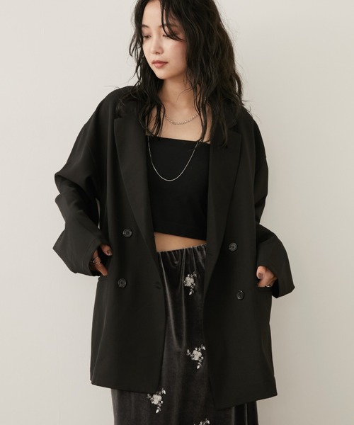 Aunt Marie's（アントマリーズ）の「バックスリットダブルボタンテーラードジャケット（テーラードジャケット・レディース・ブラウン/グレー/ブラック・FREE）」の6枚目の写真