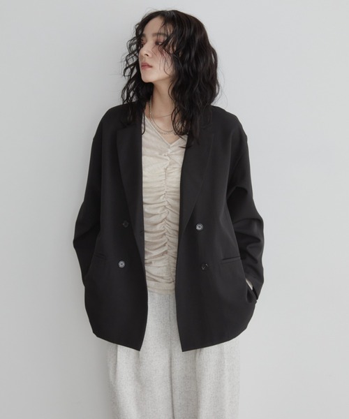 Aunt Marie's（アントマリーズ）の「バックスリットダブルボタンテーラードジャケット（テーラードジャケット・レディース・ブラウン/グレー/ブラック・FREE）」の5枚目の写真