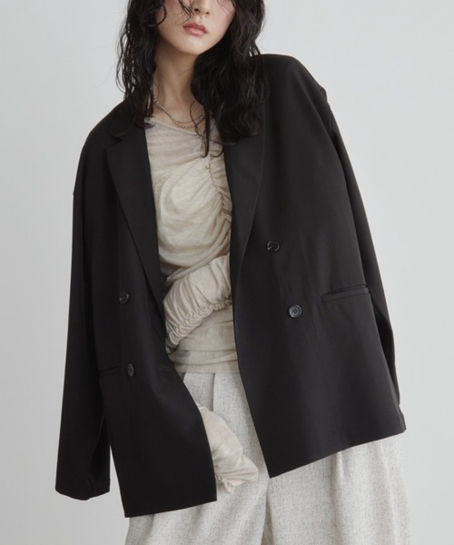 Aunt Marie's（アントマリーズ）の「バックスリットダブルボタンテーラードジャケット（テーラードジャケット・レディース・ブラウン/グレー/ブラック・FREE）」の4枚目の写真