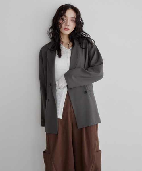 Aunt Marie's（アントマリーズ）の「バックスリットダブルボタンテーラードジャケット（テーラードジャケット・レディース・ブラウン/グレー/ブラック・FREE）」の8枚目の写真