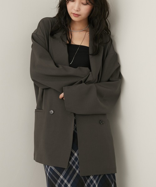 Aunt Marie's（アントマリーズ）の「バックスリットダブルボタンテーラードジャケット（テーラードジャケット・レディース・ブラウン/グレー/ブラック・FREE）」の13枚目の写真