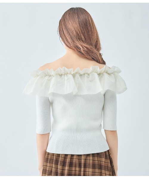 PEACH JOHN（ピーチジョン）の「フリルコンビニットトップス（ニット/セーター・レディース・ブラック/アイボリー/ピンク・ONE SIZE）」の10枚目の写真