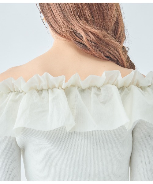 PEACH JOHN（ピーチジョン）の「フリルコンビニットトップス（ニット/セーター・レディース・ブラック/アイボリー/ピンク・ONE SIZE）」の11枚目の写真