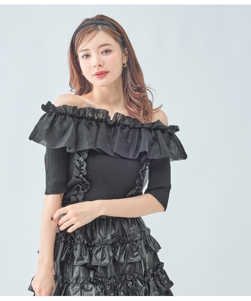 PEACH JOHN（ピーチジョン）の「フリルコンビニットトップス（ニット/セーター・レディース・ブラック/アイボリー/ピンク・ONE SIZE）」の17枚目の写真