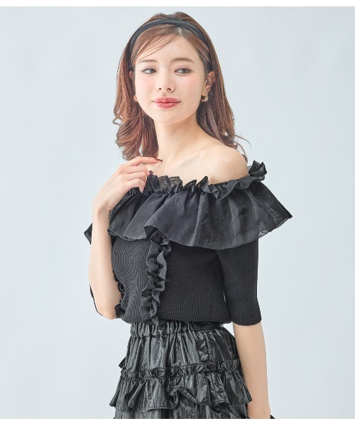 PEACH JOHN（ピーチジョン）の「フリルコンビニットトップス（ニット/セーター・レディース・ブラック/アイボリー/ピンク・ONE SIZE）」の18枚目の写真