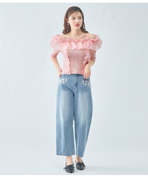 PEACH JOHN（ピーチジョン）の「フリルコンビニットトップス（ニット/セーター・レディース・ブラック/アイボリー/ピンク・ONE SIZE）」の20枚目の写真