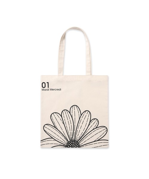 Mardi Mercredi（マルディメクルディ）の「CANVAS BAG FLOWER / キャンバス バッグ フラワー（エコバッグ/サブバッグ・レディース・ブラック/アイボリー/ブルー/グリーン/ピンク・FREE）」の6枚目の写真