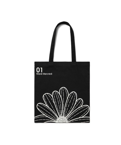 Mardi Mercredi（マルディメクルディ）の「CANVAS BAG FLOWER / キャンバス バッグ フラワー（エコバッグ/サブバッグ・レディース・ブラック/アイボリー/ブルー/グリーン/ピンク・FREE）」の12枚目の写真