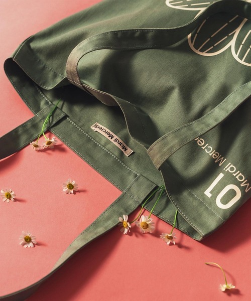 Mardi Mercredi（マルディメクルディ）の「CANVAS BAG FLOWER / キャンバス バッグ フラワー（エコバッグ/サブバッグ・レディース・ブラック/アイボリー/ブルー/グリーン/ピンク・FREE）」の21枚目の写真