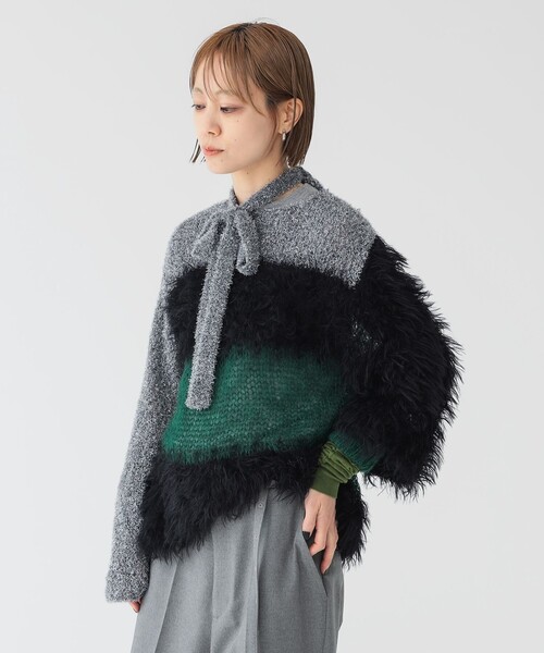 maturely（マチュアリー）の「【2/5再値下げ】maturely / スリーヤーン ボウタイ ロングスリーブ（ニット/セーター・レディース・ピンク/グリーン・ONE SIZE）」の2枚目の写真