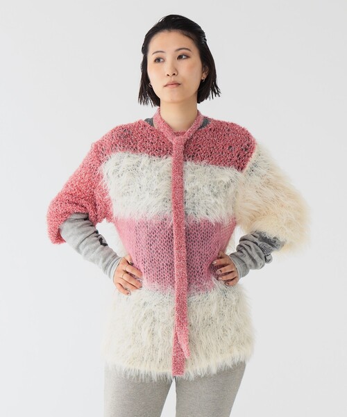 maturely（マチュアリー）の「【2/5再値下げ】maturely / スリーヤーン ボウタイ ロングスリーブ（ニット/セーター・レディース・ピンク/グリーン・ONE SIZE）」の8枚目の写真