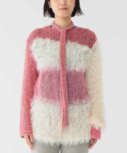 maturely（マチュアリー）の「【2/5再値下げ】maturely / スリーヤーン ボウタイ ロングスリーブ（ニット/セーター・レディース・ピンク/グリーン・ONE SIZE）」の12枚目の写真