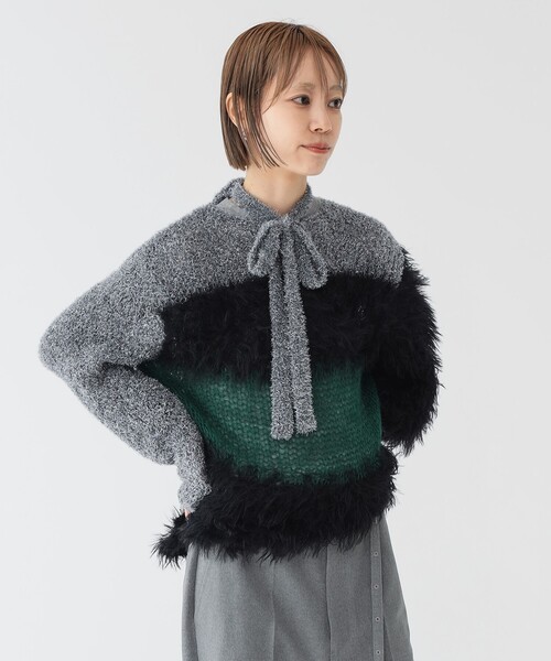 maturely（マチュアリー）の「【2/5再値下げ】maturely / スリーヤーン ボウタイ ロングスリーブ（ニット/セーター・レディース・ピンク/グリーン・ONE SIZE）」の20枚目の写真