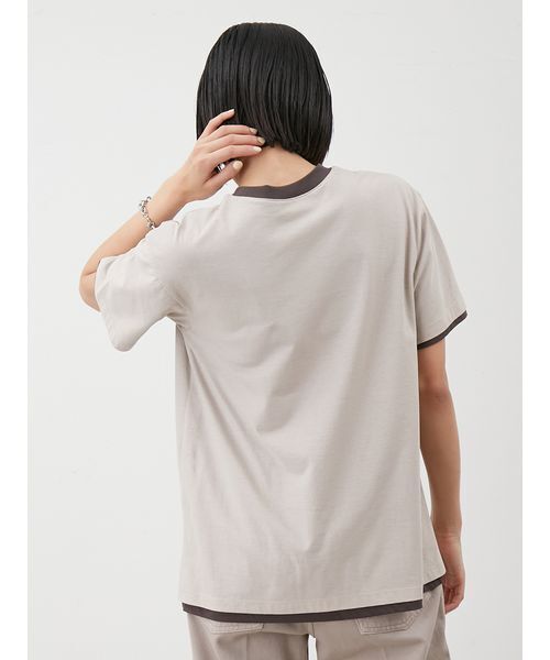 Mila Owen（ミラオーウェン）の「オーバーサイズプリントリンガーTシャツ（Tシャツ/カットソー・レディース・ベージュ/ホワイト/ライトブルー・1/0）」の10枚目の写真