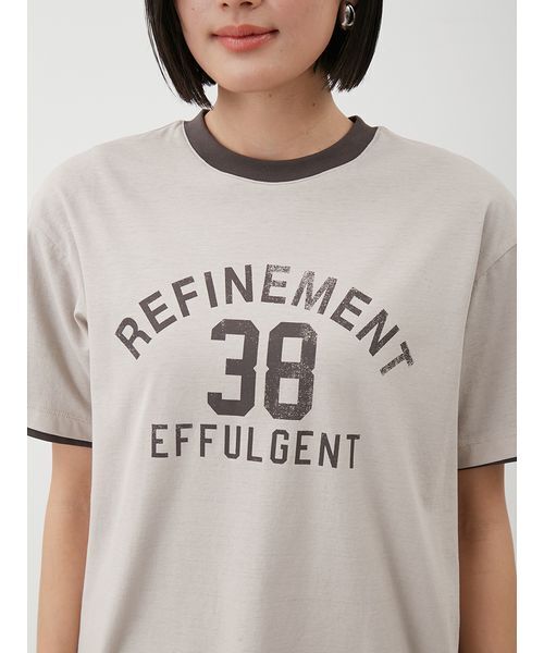 Mila Owen（ミラオーウェン）の「オーバーサイズプリントリンガーTシャツ（Tシャツ/カットソー・レディース・ベージュ/ホワイト/ライトブルー・1/0）」の11枚目の写真