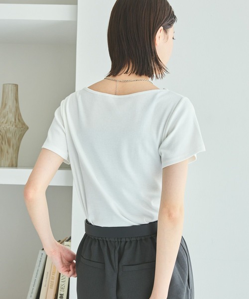 LAKOLE（ラコレ）の「テレコドレープデザインT / 588949（Tシャツ/カットソー・レディース・オフホワイト/ブラック/イエロー・FREE）」の10枚目の写真