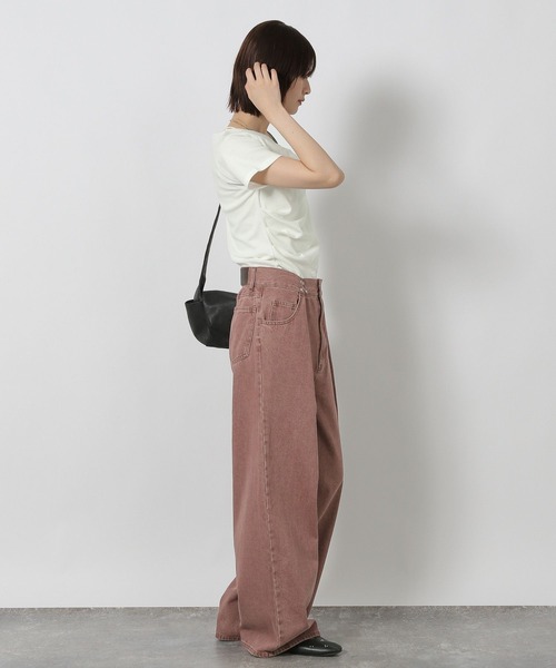 LAKOLE（ラコレ）の「テレコドレープデザインT / 588949（Tシャツ/カットソー・レディース・オフホワイト/ブラック/イエロー・FREE）」の12枚目の写真