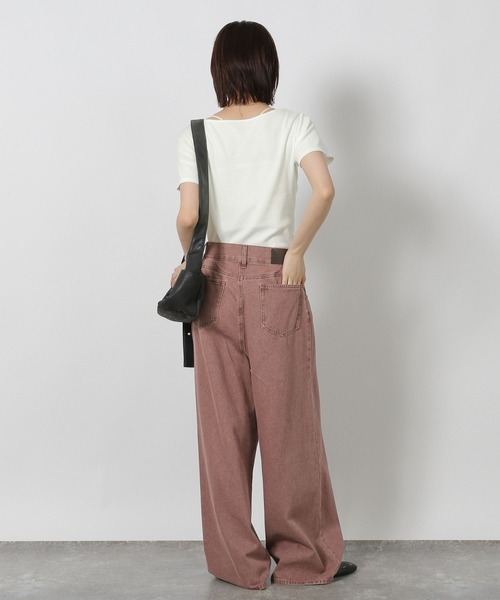 LAKOLE（ラコレ）の「テレコドレープデザインT / 588949（Tシャツ/カットソー・レディース・オフホワイト/ブラック/イエロー・FREE）」の13枚目の写真