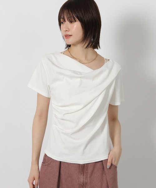 LAKOLE（ラコレ）の「テレコドレープデザインT / 588949（Tシャツ/カットソー・レディース・オフホワイト/ブラック/イエロー・FREE）」の15枚目の写真