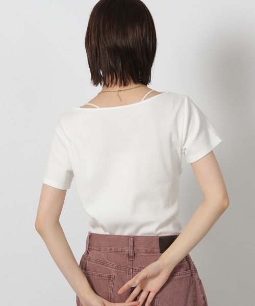 LAKOLE（ラコレ）の「テレコドレープデザインT / 588949（Tシャツ/カットソー・レディース・オフホワイト/ブラック/イエロー・FREE）」の17枚目の写真