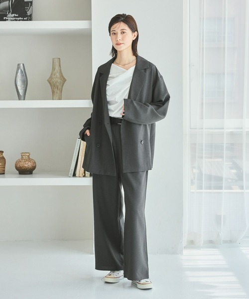 LAKOLE（ラコレ）の「テレコドレープデザインT / 588949（Tシャツ/カットソー・レディース・オフホワイト/ブラック/イエロー・FREE）」の4枚目の写真