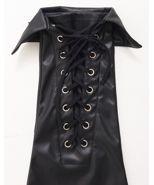 REFLEM/レフレム』PUレザーフレアレッグカバー（レッグウォーマー