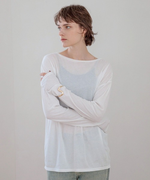 bijorie（ビジュリィ）の「【bijorie】シアートップス／ロングスリーブ（ルームウェア/パジャマ・レディース・チャコール/オフホワイト・FREE）」の4枚目の写真