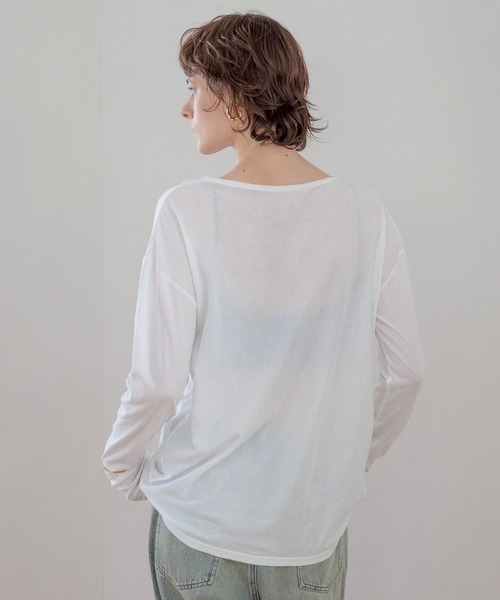 bijorie（ビジュリィ）の「【bijorie】シアートップス／ロングスリーブ（ルームウェア/パジャマ・レディース・チャコール/オフホワイト・FREE）」の5枚目の写真