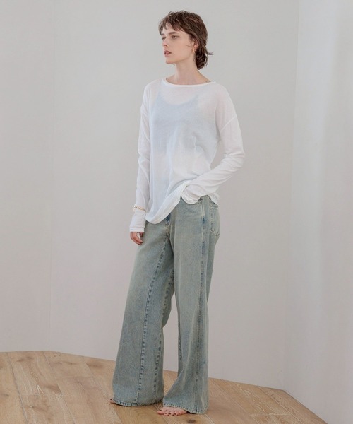 bijorie（ビジュリィ）の「【bijorie】シアートップス／ロングスリーブ（ルームウェア/パジャマ・レディース・チャコール/オフホワイト・FREE）」の6枚目の写真