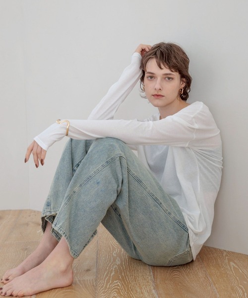 bijorie（ビジュリィ）の「【bijorie】シアートップス／ロングスリーブ（ルームウェア/パジャマ・レディース・チャコール/オフホワイト・FREE）」の8枚目の写真