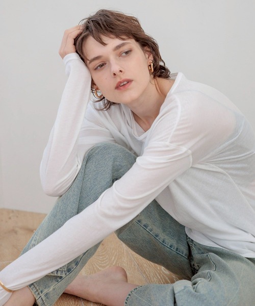 bijorie（ビジュリィ）の「【bijorie】シアートップス／ロングスリーブ（ルームウェア/パジャマ・レディース・チャコール/オフホワイト・FREE）」の9枚目の写真