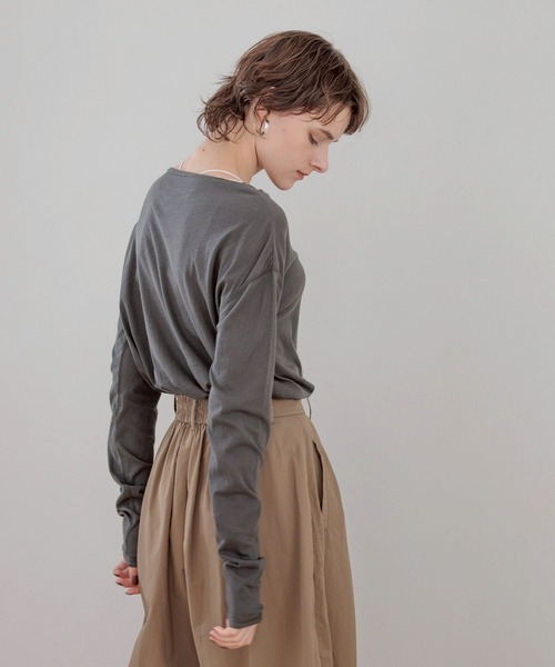 bijorie（ビジュリィ）の「【bijorie】シアートップス／ロングスリーブ（ルームウェア/パジャマ・レディース・チャコール/オフホワイト・FREE）」の14枚目の写真