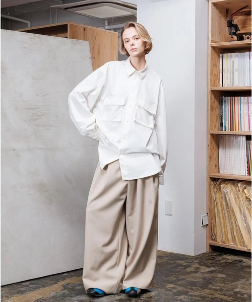 VOAAOV(ヴォアーブ)の「【VOAAOV】 COTTON TWILL WORK SHIRT(シャツ/ブラウス・メンズ・ブラック/ホワイト・1/2/0)」の2枚目の写真