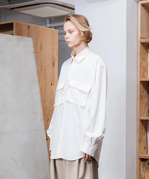 VOAAOV(ヴォアーブ)の「【VOAAOV】 COTTON TWILL WORK SHIRT(シャツ/ブラウス・メンズ・ブラック/ホワイト・1/2/0)」の4枚目の写真