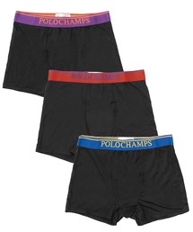 POLO CHAMPS（ポロチャンプス）の「POLO CHAMPS ポロチャンプス ポリエステルベア天 ストレッチ 吸汗速乾 ロゴ入り 3枚セット ボクサーブリーフ下着（ボクサーパンツ・メンズ）」