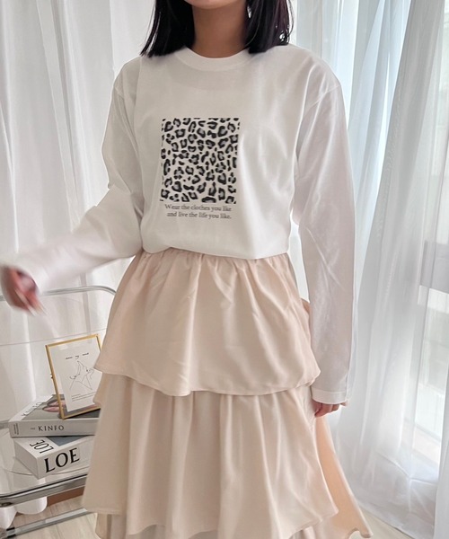 cuorequal（クオレコール）の「英字レオパードデザインロンT／長袖Tシャツ（Tシャツ/カットソー・レディース・ホワイト・MEDIUM）」の6枚目の写真
