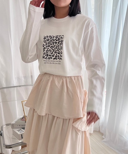 cuorequal（クオレコール）の「英字レオパードデザインロンT／長袖Tシャツ（Tシャツ/カットソー・レディース・ホワイト・MEDIUM）」の7枚目の写真
