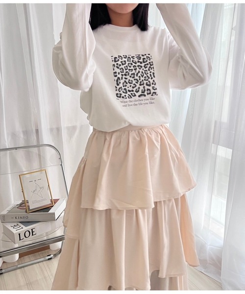 cuorequal（クオレコール）の「英字レオパードデザインロンT／長袖Tシャツ（Tシャツ/カットソー・レディース・ホワイト・MEDIUM）」の8枚目の写真
