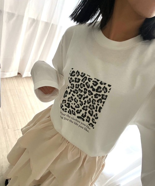 cuorequal（クオレコール）の「英字レオパードデザインロンT／長袖Tシャツ（Tシャツ/カットソー・レディース・ホワイト・MEDIUM）」の9枚目の写真