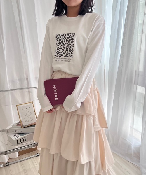cuorequal（クオレコール）の「英字レオパードデザインロンT／長袖Tシャツ（Tシャツ/カットソー・レディース・ホワイト・MEDIUM）」の10枚目の写真