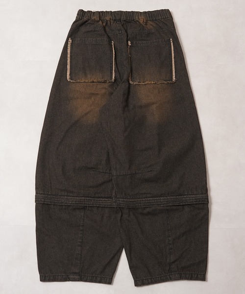 1111clothing(ワンフォークロージング)の「2WAY ダブルニー ワイドカーブパンツ / 2WAY Double Knee Wide Curve Pants(その他パンツ・メンズ・ブラック/カモフラージュ・M/L)」の5枚目の写真